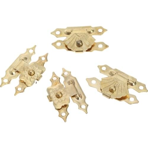 12Pcs Gold Antique Iron Lock Decorative Jewelry Gift Wine Box Buckle Case Hasp Latch Caskets w/Screws