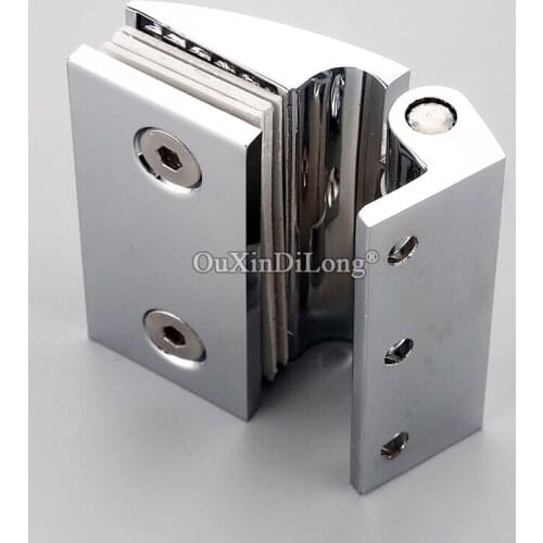 Brand New 2PCS Solid Brass Frameless Bathroom Glass Door Hinges Shower Cabin Single side Glass Hinges Chrome Finished