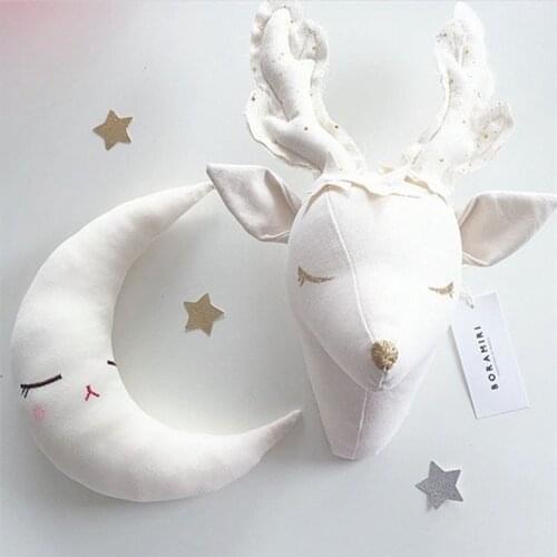 3D Sheep Deer Wall Art Decorations Animals Head Toys Kids Room Wall Hangings Baby Gifts Stuffed White Reindeer Christmas Decorat