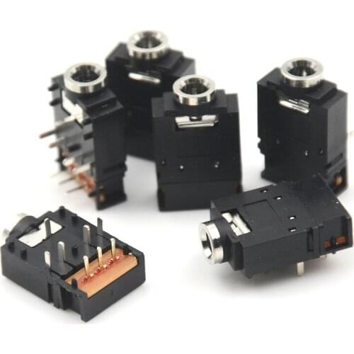 5Pcs/lot PJ-307 3.5mm Stereo Audio Jack Socket 3.5 Dual Track Headphone Connector 8Pins with switch