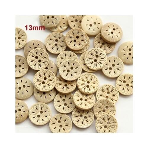 50pcs/lot Size:13mm Flower Natural Coconut Buttons Wood Button Accssories Sewing (ss-1188)