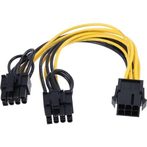 6Pin Port to Dual 8(6+2)Pin Port Splitter Power Cable Graphic Cards Power Supply 20AWG Pure Copper Extender Extension Cables