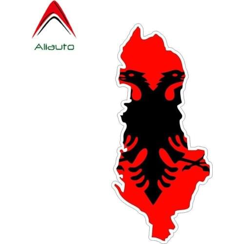 Aliauto Personality Car Sticker Accessories Albania Flag Map Body Waterproof Sunscreen Anti-UV Reflective Decal,13cm*6cm