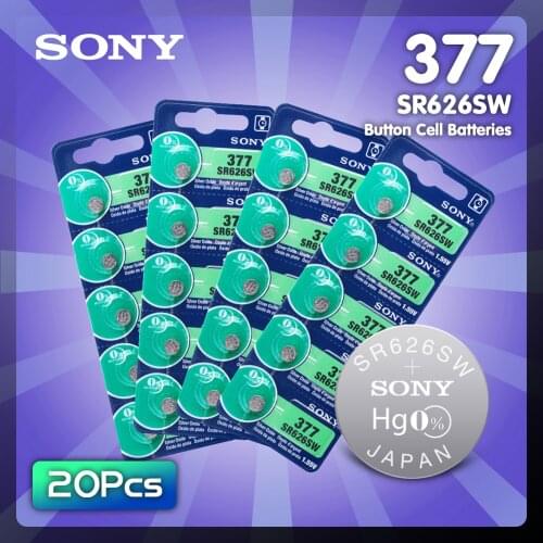 20Pcs SONY 1.55V AG4 377A 377 LR66 LR626 SR626SW SR66 AG4 AG 4 Button Batteries For Watch Toys Remote Cell Coin Battery