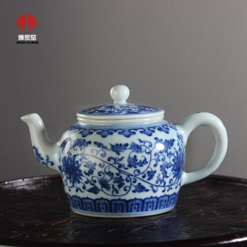 White tie up branch lotus full manual hand-painted kung fu tea set imitation ceramic single tea restoring ancient ways