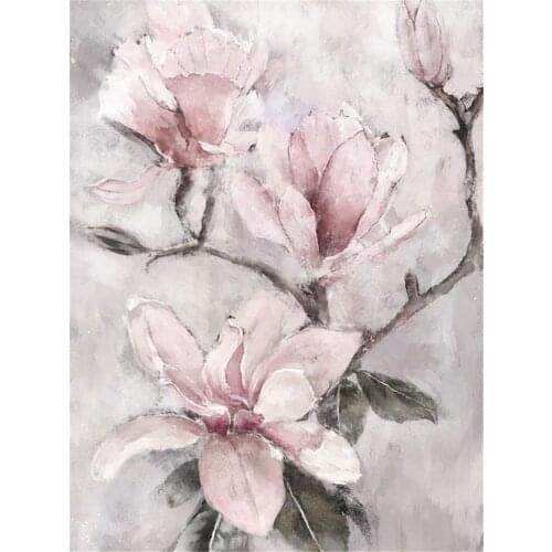 Flower Pink Grey Floral Nordic Pre-Printed 11CT Cross Stitch DIY Embroidery Complete Kit DMC Threads Craft Promotions