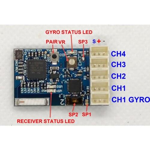 DasMikro 2.4GHz FHSS-4 FHSS-3 Micro 4 Channel With Gyro Receiver For SANWA MT44 MT4S Transmitter Radio RC Car Parts