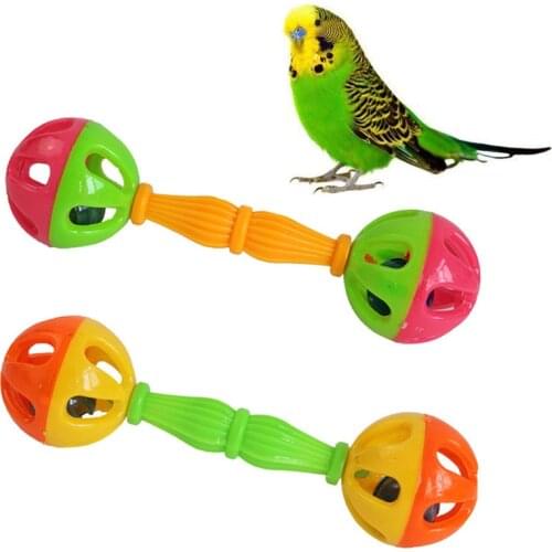 2PCS Parrot Toy Creative Rattle Bite Resistant Bird Bite Toy Parrot Chewing Toy Parrot Training Toy Double-head Bell Ball Toy
