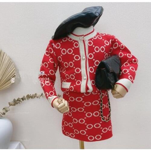 Girls Fall Winter Clothes Outfits 2020 New Spring Girls Cardigan Sweater+Skirts 2 Piece Boutique Clothing
