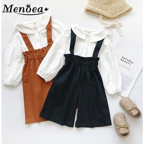 Menoea Childrens clothing Suits New Autumn Girls Bib Shirt Two Sets Of Fashion Childrens Suits Foreign Girl Clothes Suit