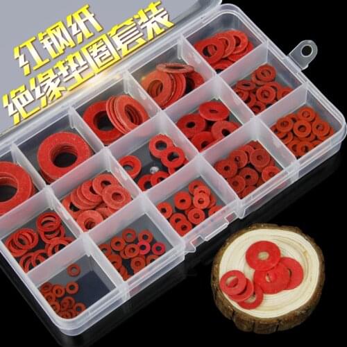 Red steel paper gasket insulation flat cushion paper gasket muon set m3-m16 total 225 pcs