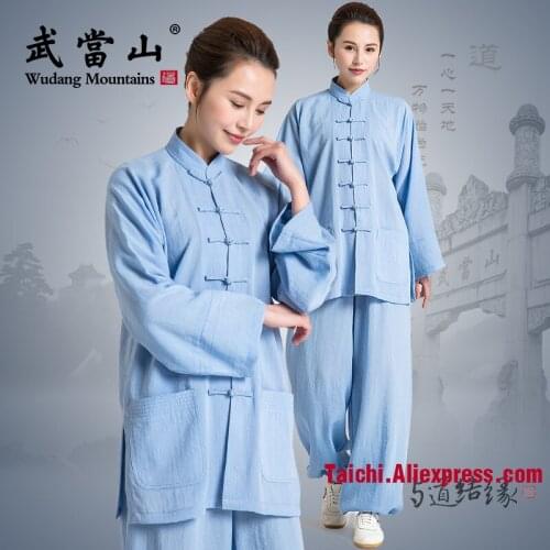 Linen Tai Chi Uniform Flax Traditional Taiji Clothing Tai Chi Exercise Kung Fu Clothing Unisex Wu Shu Clothing Variety Colors