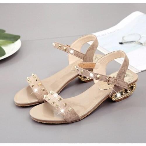 Lovely sweet fashion versatile fashion sandals square heel lightweight womens Slippers Zapatos Mujer Beach Ladies Party