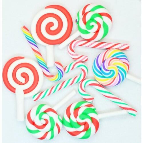 Polymer Clay Christmas Candy Cane Lollipop Miniatures,Christmas Scrapbook Card-making Embellishments,Christmas Party Decorations