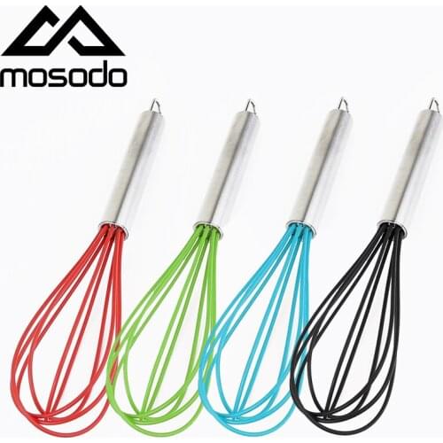 Mosodo Multi-purpose Silicone Egg Beater Stainless Steel Stirring Whisk Sauce Mixer Rotary Kitchen Gadgets Cookware Cooking Tool