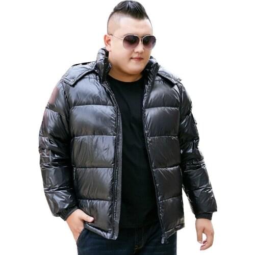Mens Winter Black Sequined Coat Mens Large Size M-9XL 10XL Coat Mens Short-Sleeved Hooded Coat Winter Jacket