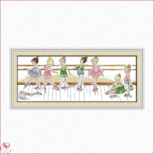 Joy Sunday The Girls Dance Ballet Cross Stitch Kits 14CT 11CT Canvas Printed Fabric Embroidery Kit DIY Needlework Sewing Set