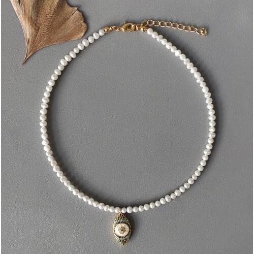 2020 new trendy natural freshwater pearl necklace bohemian unique eye pendant choker ladies exquisite charm jewelery gifts