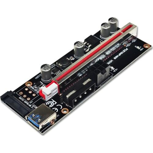 Newest PCI-E Riser 009S Plus PCI-E 1X TO 16X Slot Adapter Riser Card 60cm USB 3.0 Red Cable 4pin 6pin SATA Power for BTC Mining