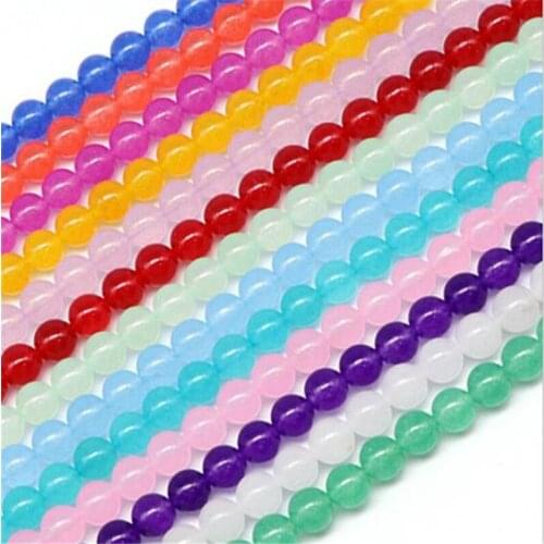 Wholesale Natural Stone 4-10mm Jades Chalcedony Gem Beads For Jewelry Making Smooth Round Loose Spacer Beads DIY Bracelet 15"