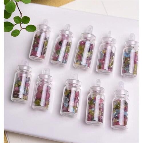 Necklace Pendant Natural Chip Stone Tourmaline Rainbow Gravel Drift Bottles Amulet