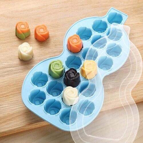 Ice Cube Tray with Lid Easy Release Silicone Ice Cube Mold for Chilled Whiskey Cocktails and Fruits 3 Pack Rose Blue