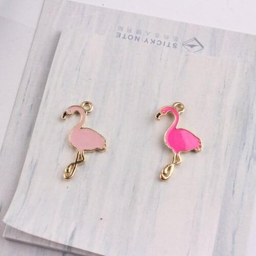 20PCS Alloy Hot Pink Birds Pendant Enamel Charm DIY Fashion Personalized Handmade Necklace Earrings Keychains