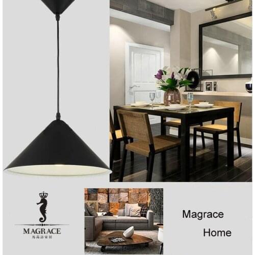 Minimalism Cone Modern Pendant Lights For Dining Room White/Black/Yellow Color Aluminum Hanging Lamp Fixtures E27 Droplight