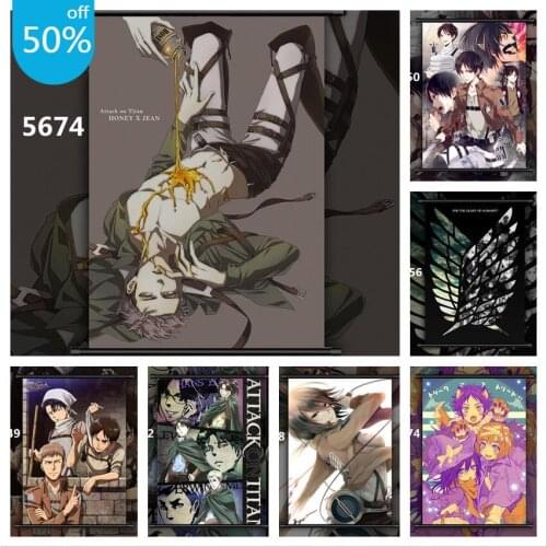 Attack on Titan Eren Levi Mikasa Armin Erwin Anime Posters Canvas Painting Wall Decor Retro Poster Wall Art Picture Home Decor