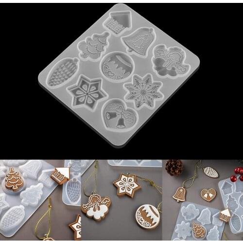 Christmas Pendants Epxoy Resin Silicone Snowflake Elk Keychain Pendant Casting Mould for DIY Epoxy Resin Crafts Jewelry Making