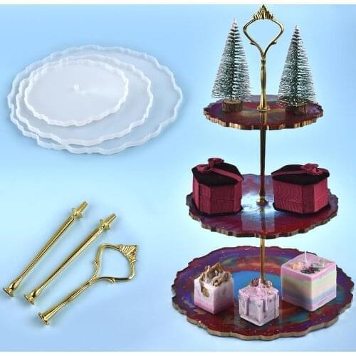 Silicone Mold DIY Epoxy Resin Coaster Three-Layer Fruit Tray Tea Tray Epoxy Mold Desktop Decoration Resin Casting Molds