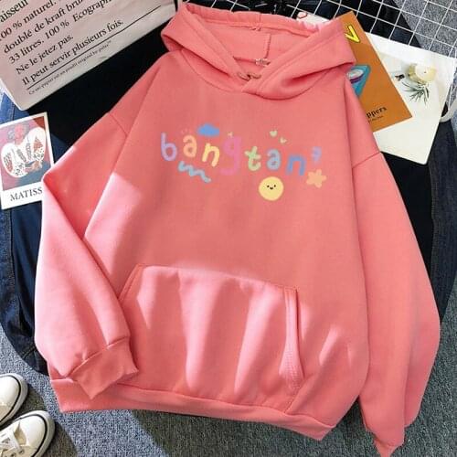 Cute Color Letter Print Hoodie Fashion New Bangtan Boys Harajuku Style Hoodie Cartoon Print Sweatshirt Kawaii Ladies Jacket 2021