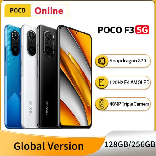 Global Version POCO F3 8GB + 256GB Snapdragon 870 120Hz AMOLED DotDisplay 4520mAh 33W Fast Charge 5G Smartphone
