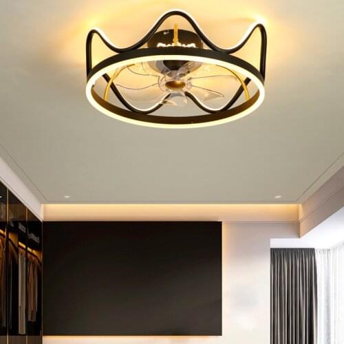Modern crown kids led lamp with ceiling fan without blades bedroom ceiling fan with remote control ceiling fans with light