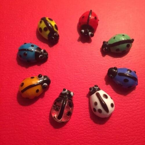 10pcs/lot Mix Color Murano Lampwork Ladybird Glass Bead For Earring Necklace Jewelry Making