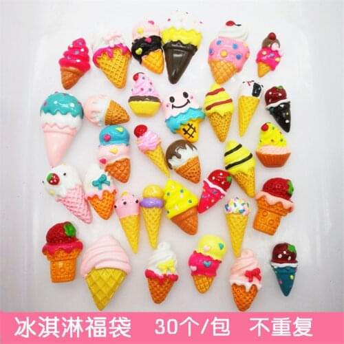 30pcs 2019 new Ice cream blessing bag cream mobile phone case DIY material cartoon handmade hairpin jewelry resin accessories