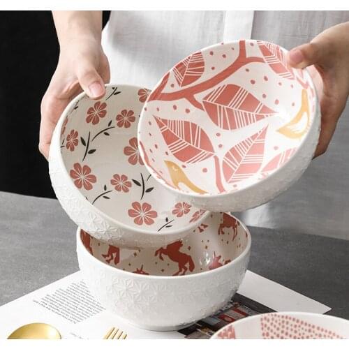 Japanese Style 6 Inch Ceramic Bowl Large Instant Noodle Soup Bowl Ramen Bowl Salad Bowl Tableware