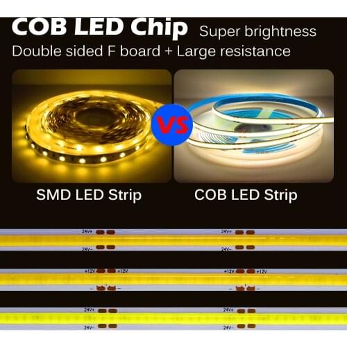 12 24 V Volt FCOB LED Strip COB Light PC 320Led/M 0.5M- 5M Flexible Ribbon Ledstrips 12V 24V COB LED Strip Tape Lights For Room
