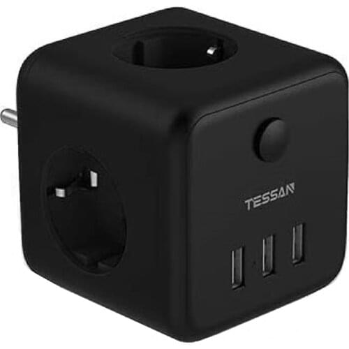 Wall Power Strip with 3 Outlet Extender and 3 USB Ports Portable Wall Socket with Switch EU Standard Plug Adapter for Phone