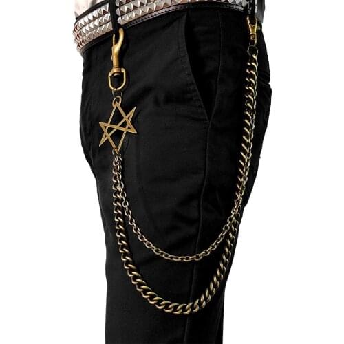 Vintage Brass tone Punk Metal Pants Key Chain Biker Hip Hop Wallet Chain