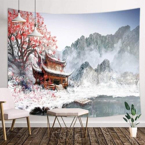 Japanese Epic Winter Fantasy Scenery Tapestry Art Interior Decoration