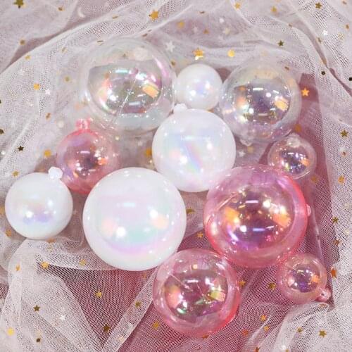 10 pcs 3/4/5 cm Open Plastic Clear/white colorful Ornament Gift Present Box Decoration Christmas Tree Decorations Ball