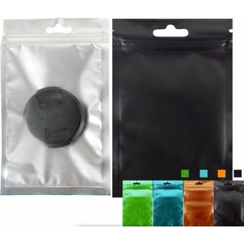 9x15cm/10x18cm 100pcs Metallic Mylar ziplock bags flat bottom Black Aluminum foil small zip lock plastic bags with hanging hole