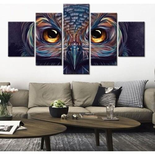 Canvas Poster 5Pcs Picture Decoration Wall Art Animal Head Owl Painting Abstract Printmaking Home Decoration Bedside Mural Gift