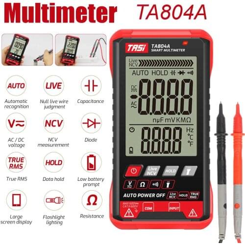 TA804A - Automatic Professional DIGITAL Multimeter, HD Color Display, Ultrathin, Smart, OHM, NCV, Voltage Meter