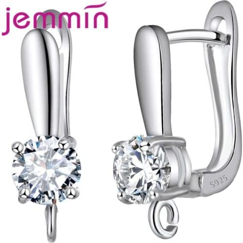 Big Promotion 10PCS Sale Geometric Sparkly Crystal Hoop Earrings for Eardrop Making 925 Sterling Silver Jewelry Finding