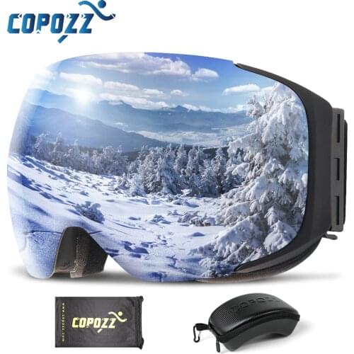 COPOZZ Brand Magnetic Ski Goggles With Case Double Lens Anti-fog Ski Snow Glasses UV400 Skiing Men Women Winter Snowboard 2181