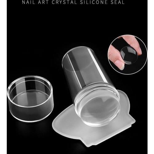 Pure Clear Jelly Silicone Nail Stamping Silicone Nail Art Templates Plate Scraper With Cap Art Stamper Scraper Makeup Tools