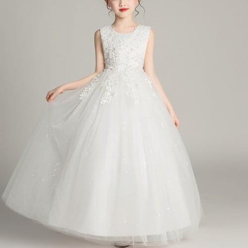 Kids Dresses For Girls Flower Ball Gown Birthday Wedding Party Princess Banquet Summer Sleveless Childrens Long Dress