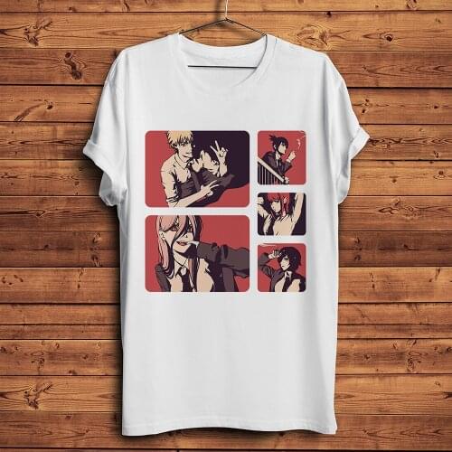 Chainsaw Man funny anime tshirt Men summer new White Casual short sleeve T Shirt Unisex otaku streetwear tee